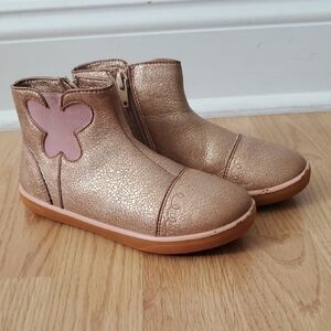 Livie & Luca Rose Gold Toddler Boots with Pink Butterfly